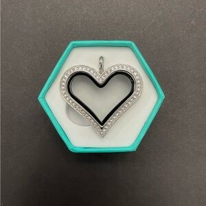 Origami Owl Large Heart Living Locket & Sweetheart Swarovski Crystal Packet